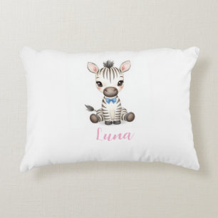 Baby Zebra Nursery Lumbar Pillow   Custom Name