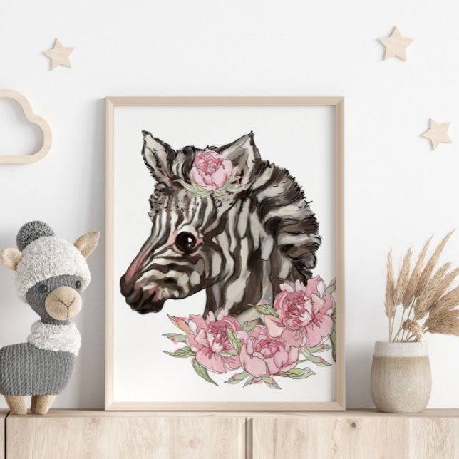 Baby Zebra Rose Animal Poster | Wall Print (Creator Uploaded)