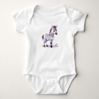 Baby Zebra with Flowers, Zoo, Safari Bodysuit