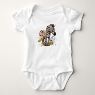Baby Zebra with Lots of Flowers  Bodysuit