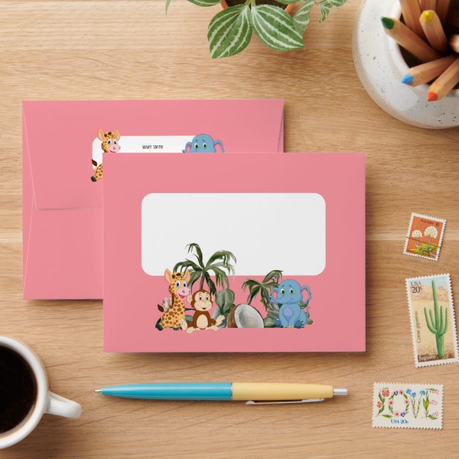 Baby Zoo Animals EnvelopeStyle: A2 Fits4”x5.6”Card Envelope (Desk)