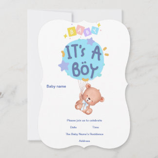 Babybear First Birthday Invitation