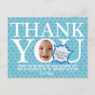 babyblue star   Funny Thank you card