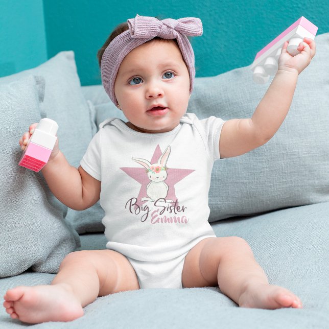 Babybody mit kleinem Hase "Big Sister" Baby Stramp Baby Bodysuit (Creator Uploaded)