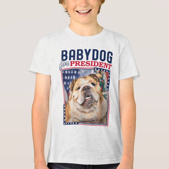 Babydog For President Senator Jim Justice English  Tri-Blend Shirt (Front)
