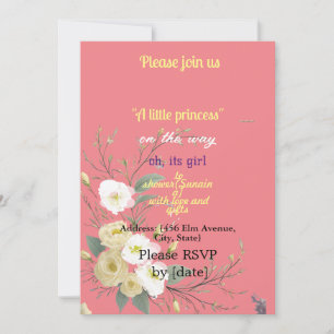BABYgirl SHOWER pink  FLORAL ART Invitation