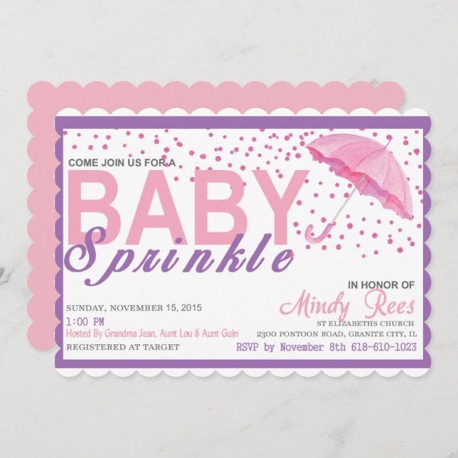 Babygirl Sprinkle Shower Invitation (Front/Back)