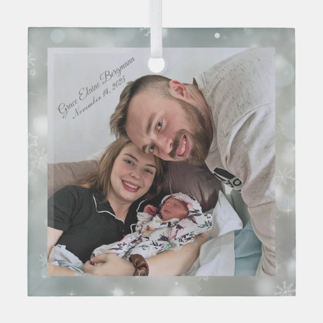 BabyGraceB Arrival Glass Ornament (Front)