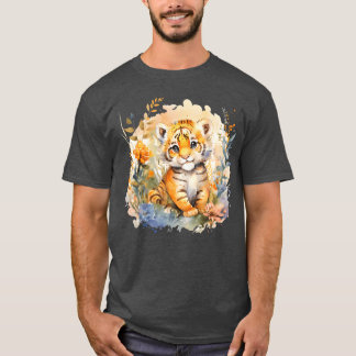 Babyiger Safari Animal Watercolor Floral vintage T-Shirt