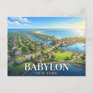 Babylon New York Travel Coastal Village Postcard
