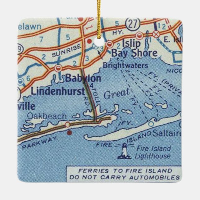 Babylon NY Vintage Map Ceramic Ornament (Back)