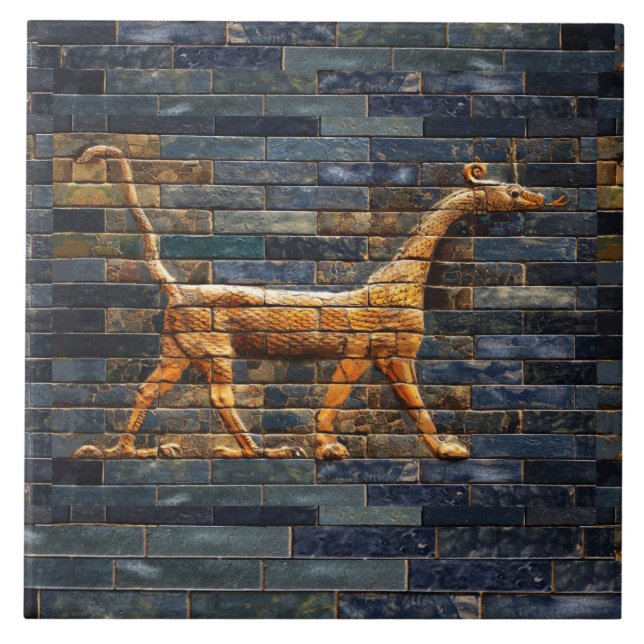 BABYLONIAN SNAKE DRAGONS Antique Assyrian Art  Tile (Front)