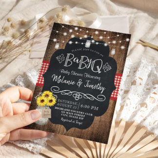 BabyQ Baby BBQ Country Baby Shower Invitations