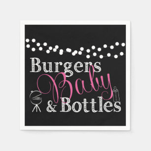 Babyq BBQ Baby Girl Shower Pink Black Cookout Napkin