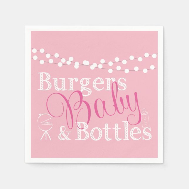 Babyq BBQ Baby Girl Shower Pink Picnic Cookout Napkin (Front)