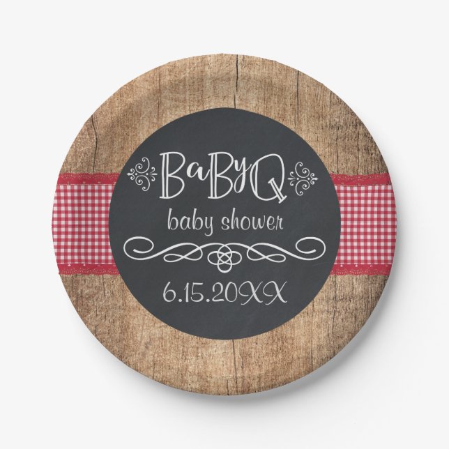 BabyQ BBQ Baby Shower Party Plates (Front)
