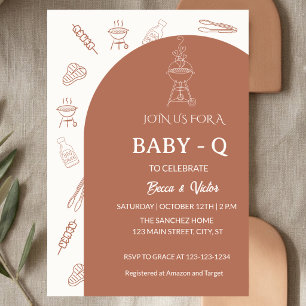 BabyQ BBQ Rustic Couple Coed Baby Shower Invitation
