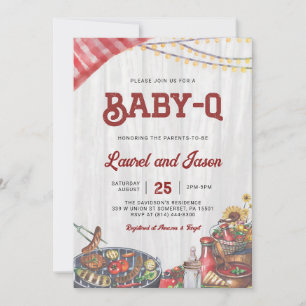 BabyQ BBQ Rustic Couples Coed Baby Shower Invitation
