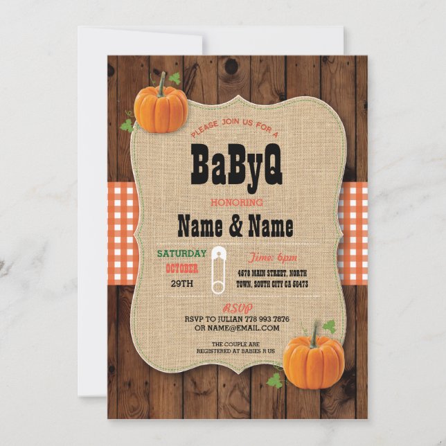 BaByQ Gender Reveal Baby Shower Red Check Invite (Front)