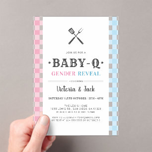 BabyQ Gender Reveal Gingham BBQ Acrylic Invitations