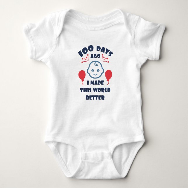 Baby's 100 Days Celebration |100th Day Baby Shower Baby Bodysuit (Front)