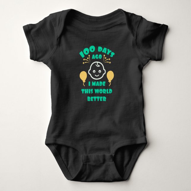 Baby's 100 Days Celebration |100th Day Baby Shower Bodysuit (Front)