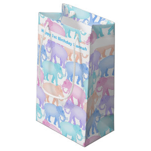 Baby's 1st Birthday Colourful Elephants Small Gift Bag