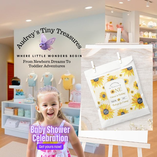 Baby's 1st Birthday - Our Little Sunflower  Favour Bags (Creator Uploaded)