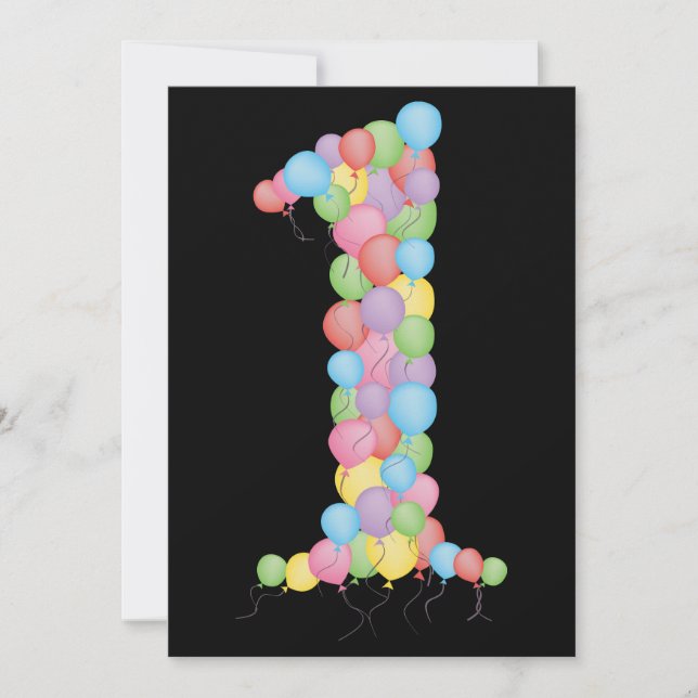 Baby's 1st Birthday Party Balloons Custom Invite (Front)