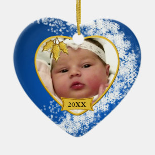 Baby's 1st Christmas Blue Snowflake Photo Ceramic Tree Decoration