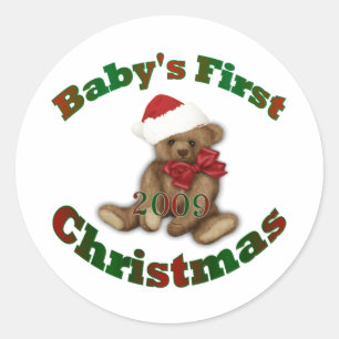 Babys 1st Christmas Classic Round Sticker