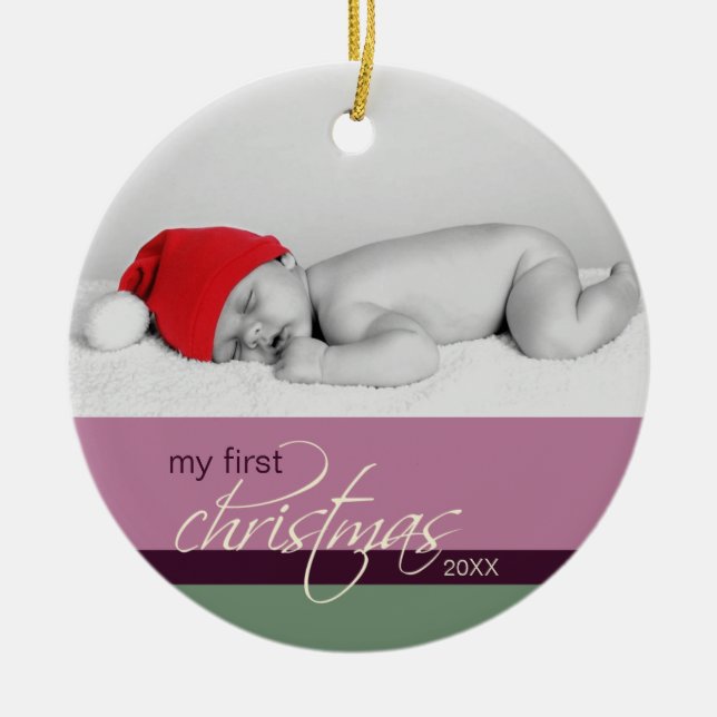 Baby's 1st Christmas Custom Ornament (plum) (Front)