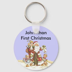 Baby's 1st Christmas Cute Santa Kids Key Ring