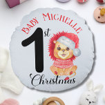 Baby's 1st Christmas Cute Winter Bear Red Sweater Round Cushion<br><div class="desc">Baby's 1st Christmas Cute Bear Red Sweater Winter Animal Keepsake Round Pillow.</div>
