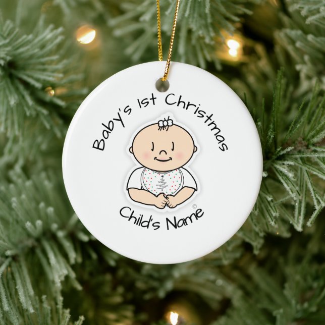 Baby's 1st Christmas Girl Ornament - Customisable (Tree)