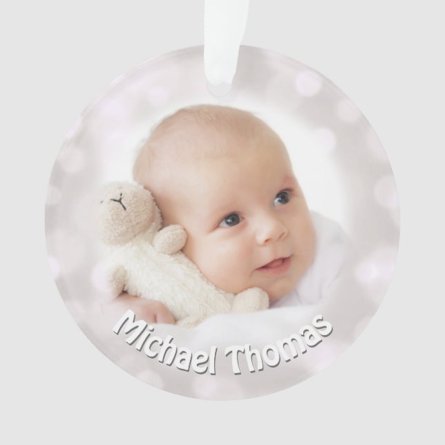 Baby's 1st Christmas Holiday Photo Ornament (Front)