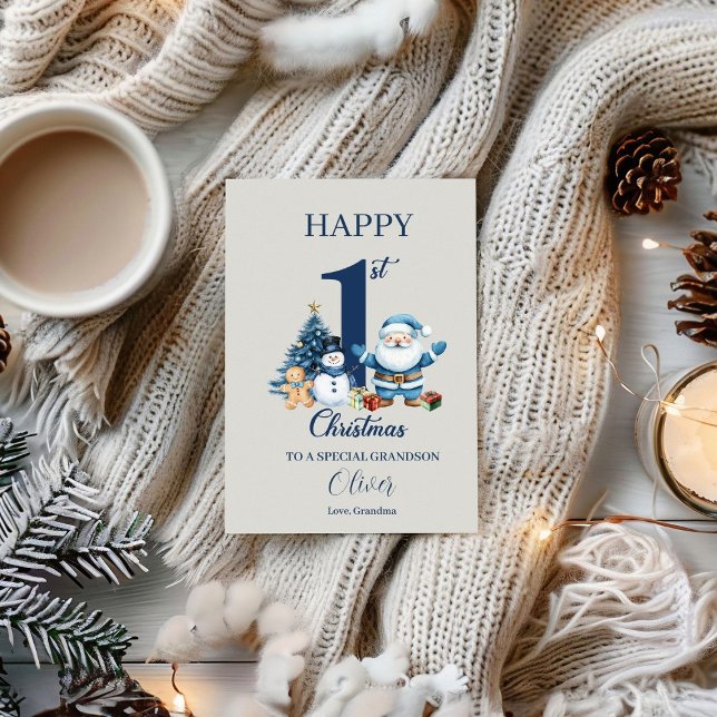 Baby's 1st Christmas Personalised First Christmas  Holiday Card (Creator Uploaded)