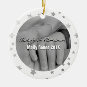 Baby's 1st Christmas Personalised Parent Hands Ceramic Tree Decoration