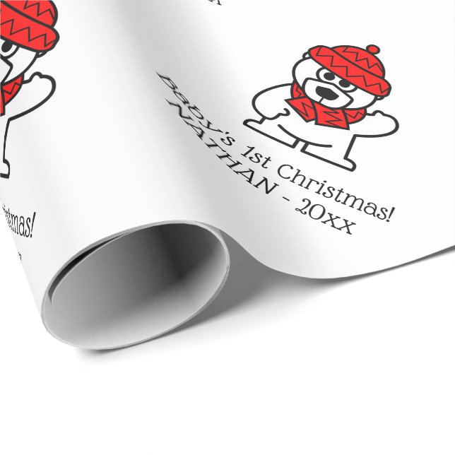Baby's 1st Christmas personalised wrapping paper (Roll Corner)