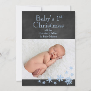 Baby's 1st Christmas Photo Card in Blue
