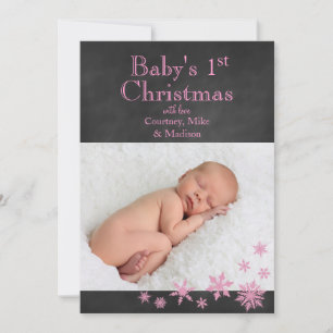 Baby's 1st Christmas Photo Card in Pink