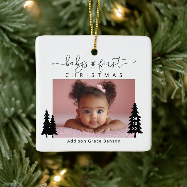 Baby's 1st Christmas Photo Ceramic Ornament (Tree)