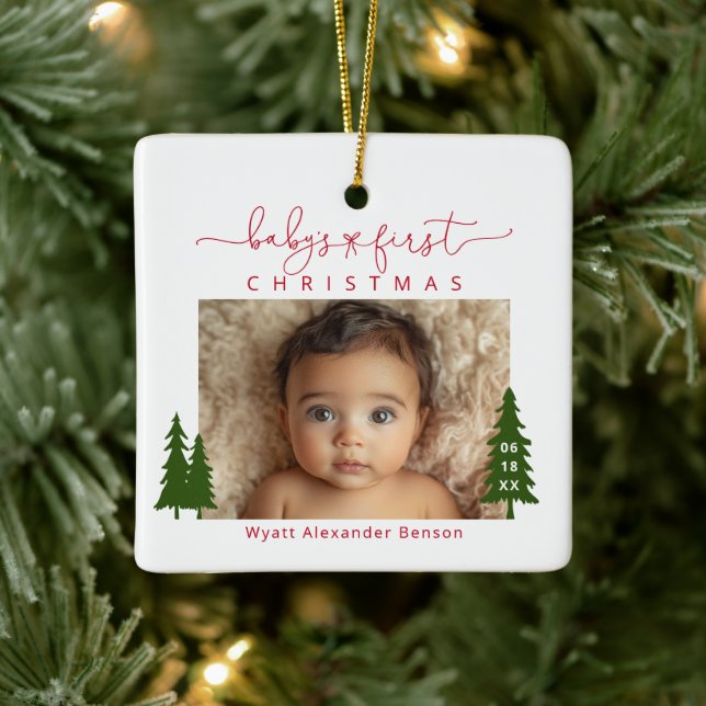 Baby's 1st Christmas Photo Ceramic Ornament (Tree)