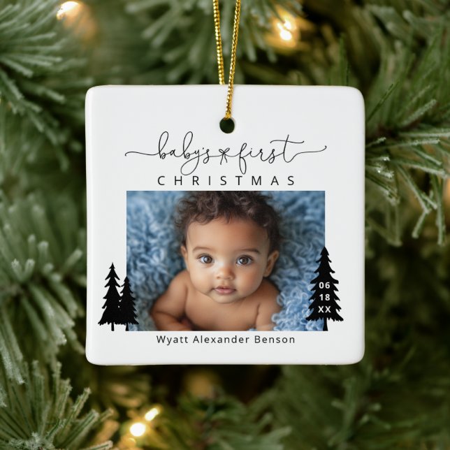 Baby's 1st Christmas Photo Ceramic Ornament (Tree)