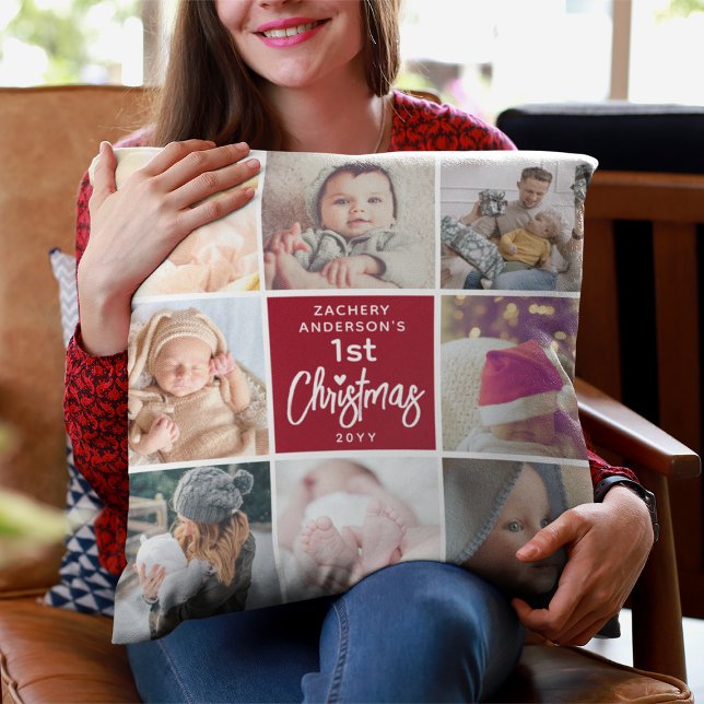 Baby's 1st Christmas Photo Collage Keepsake Cushion (Creator Uploaded)
