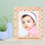 Baby's 1st Christmas Photo | Cute Snowman Pattern<br><div class="desc">A cute etched photo frame featuring a christmas snowman pattern and "Charlotte's 1st Christmas" at the bottom. To change the text click on the personalise button. Contains A.I.</div>