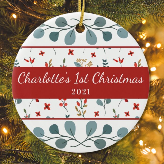 Babys 1st Christmas  Photo Eucalyptus Berries Ceramic Tree Decoration (Creator Uploaded)