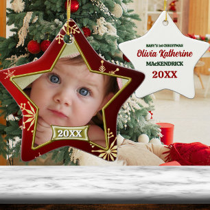 Baby's 1st Christmas Photo Frame Ceramic Tree Decoration