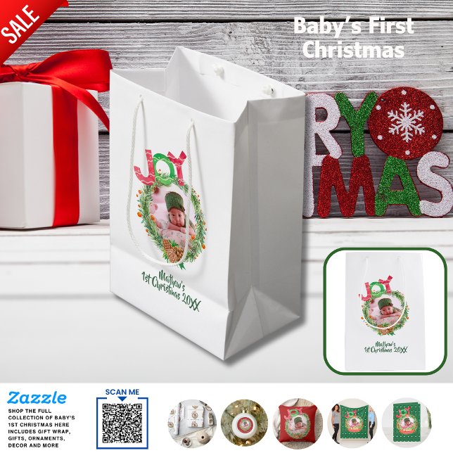 Babys 1st Christmas PHOTO Gift Bag Keepsake (Creator Uploaded)