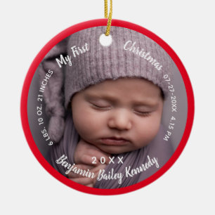 Baby's 1st Christmas Photos Birth Stats Baby name Ceramic Tree Decoration